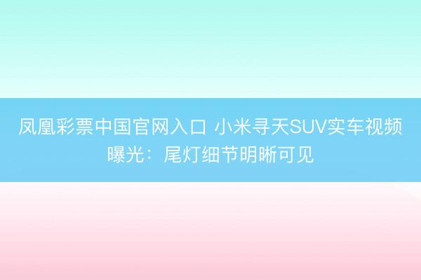 凤凰彩票中国官网入口 小米寻天SUV实车视频曝光:尾灯细节明晰可见