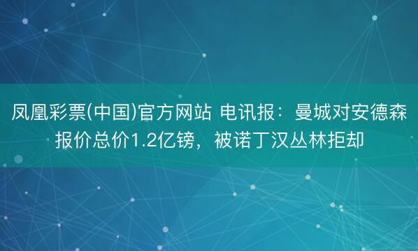 凤凰彩票(中国)官方网站 电讯报：曼城对安德森报价总价1.2亿镑，被诺丁汉丛林拒却