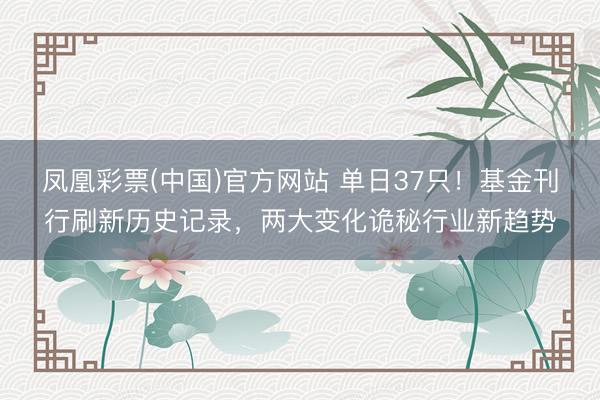 凤凰彩票(中国)官方网站 单日37只!基金刊行刷新历史记录,两大变化诡秘行业新趋势